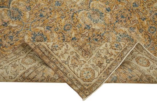 6x9 Beige Turkish Vintage Area Rug - 46345