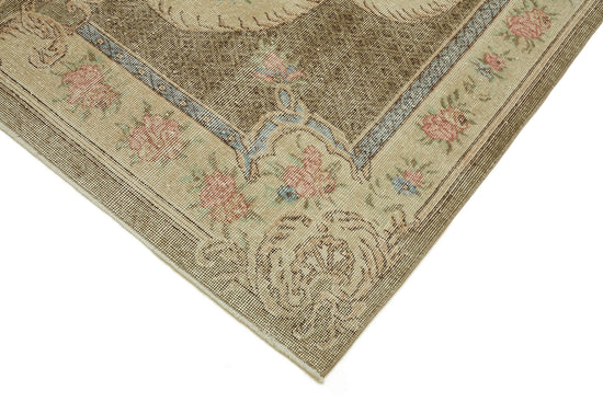 7x10 Beige Turkish Vintage Area Rug - 46348
