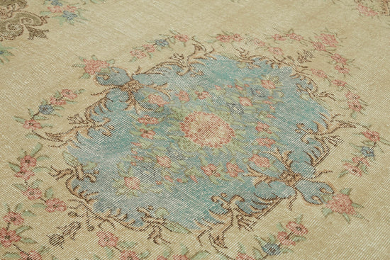 7x10 Beige Turkish Vintage Area Rug - 46348