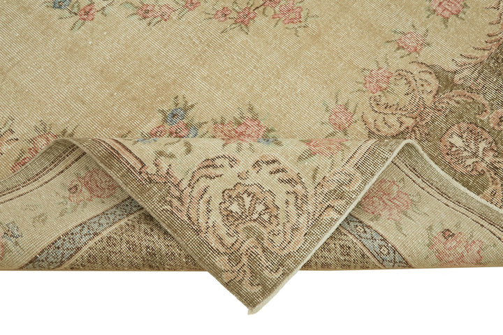 7x10 Beige Turkish Vintage Area Rug - 46348
