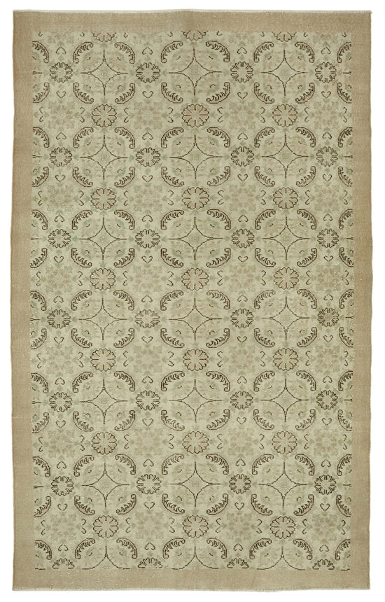 6x10 Beige Turkish Vintage Area Rug - 46349