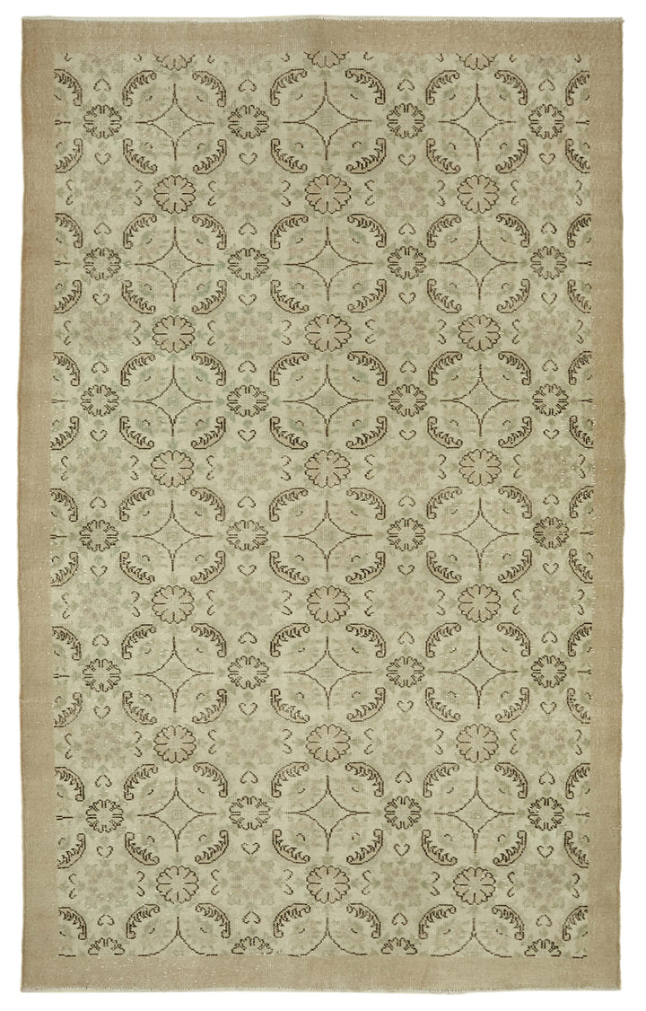 6x10 Beige Turkish Vintage Area Rug - 46349
