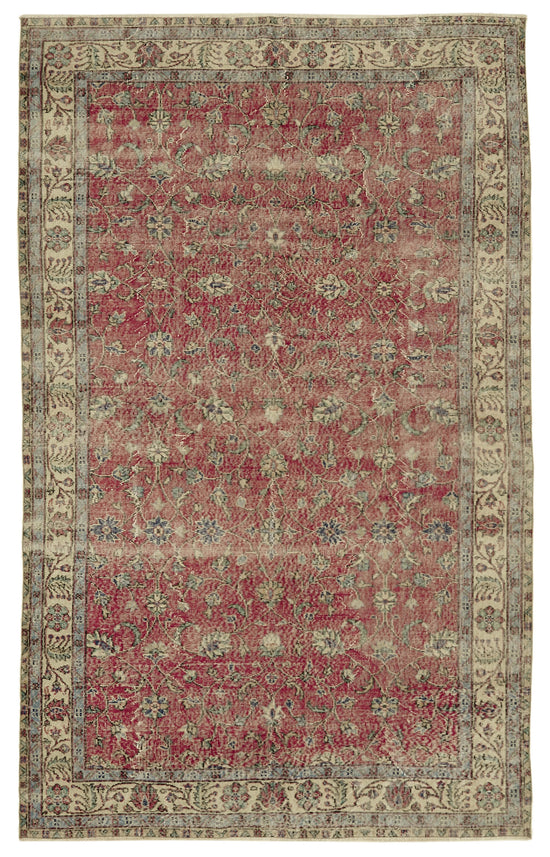 6x10 Beige Turkish Vintage Area Rug - 46351