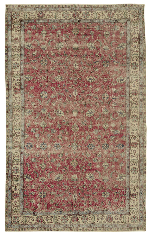 6x10 Beige Turkish Vintage Area Rug - 46351