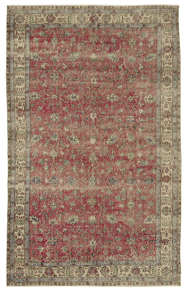 6x10 Beige Turkish Vintage Area Rug - 46351