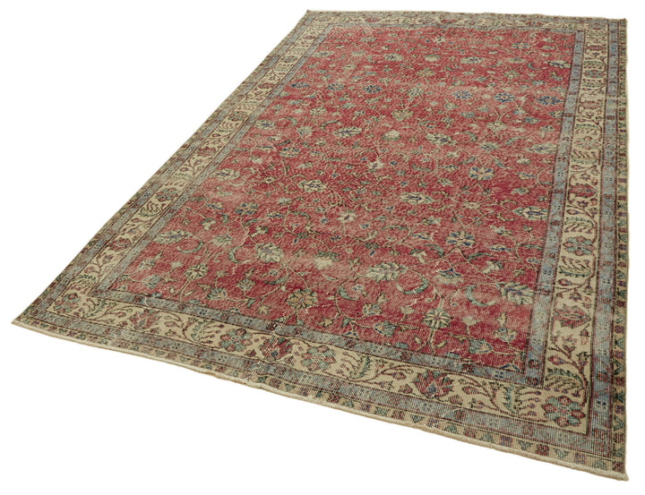 6x10 Beige Turkish Vintage Area Rug - 46351