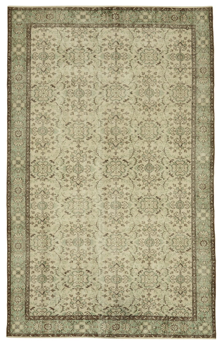 6x10 Beige Turkish Vintage Area Rug - 46352