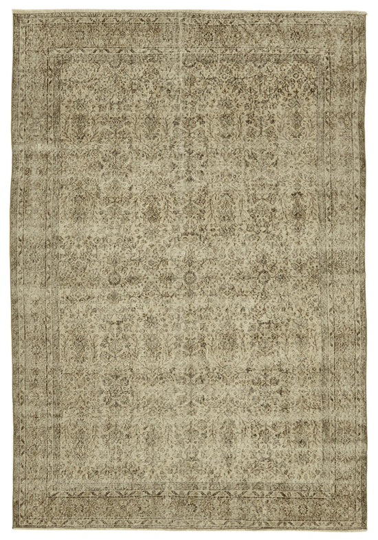 7x10 Beige Turkish Vintage Area Rug - 46353