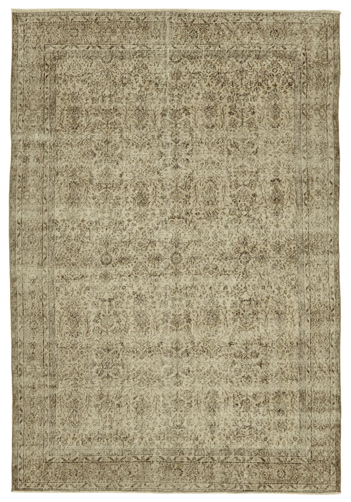 7x10 Beige Turkish Vintage Area Rug - 46353