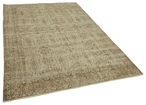 7x10 Beige Turkish Vintage Area Rug - 46353