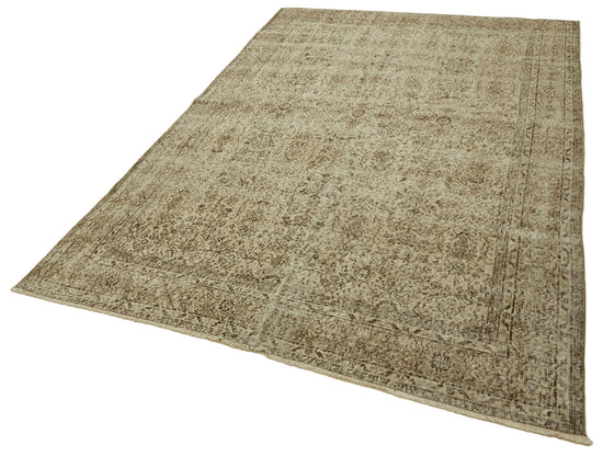 7x10 Beige Turkish Vintage Area Rug - 46353