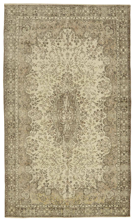 6x10 Beige Turkish Vintage Area Rug - 46354