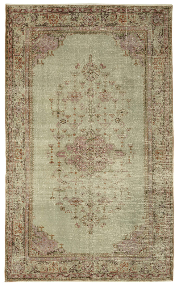 6x10 Beige Turkish Vintage Area Rug - 46356