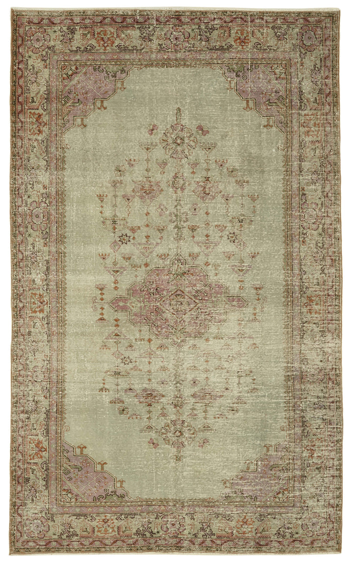6x10 Beige Turkish Vintage Area Rug - 46356