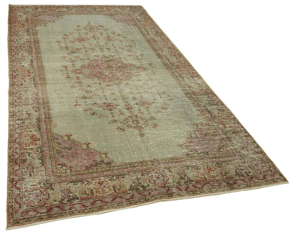 6x10 Beige Turkish Vintage Area Rug - 46356