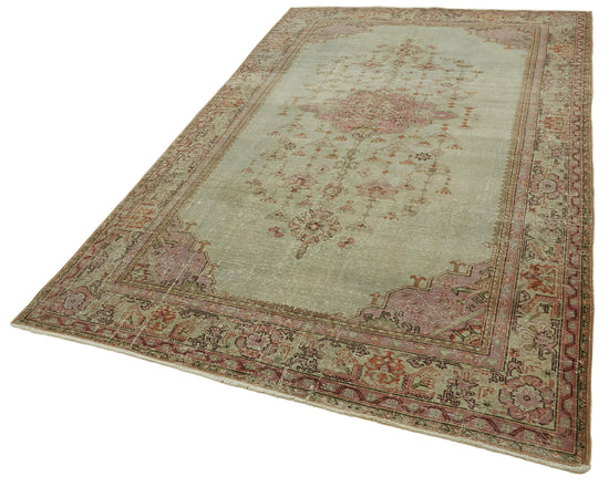 6x10 Beige Turkish Vintage Area Rug - 46356