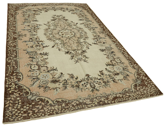 6x10 Beige Turkish Vintage Area Rug - 46357