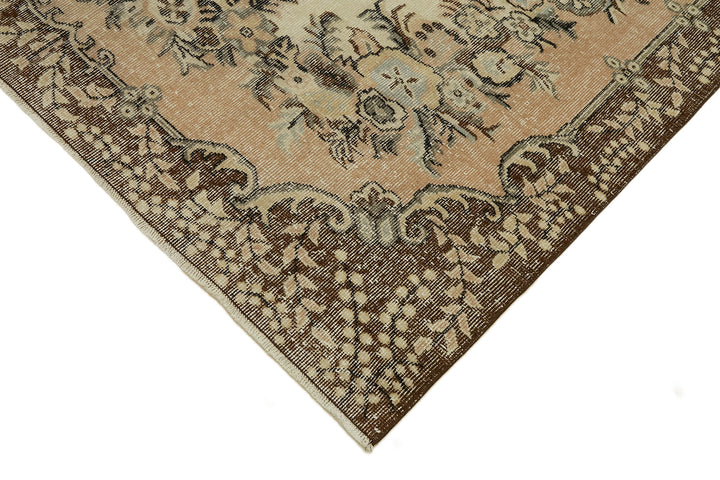 6x10 Beige Turkish Vintage Area Rug - 46357