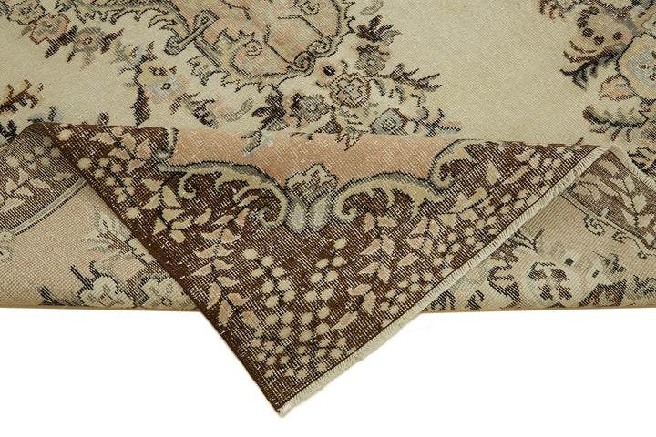 6x10 Beige Turkish Vintage Area Rug - 46357