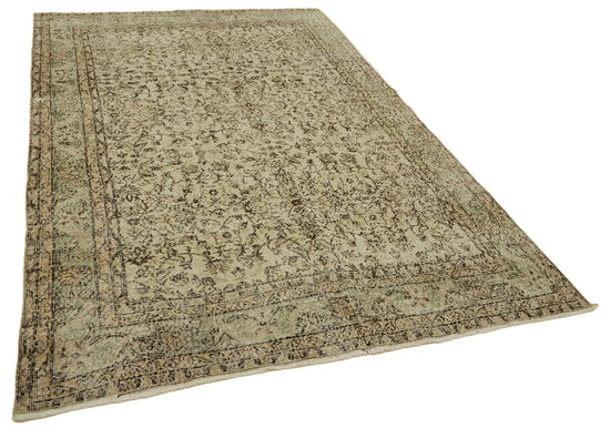 7x10 Beige Turkish Vintage Area Rug - 46358