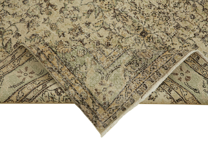 7x10 Beige Turkish Vintage Area Rug - 46358