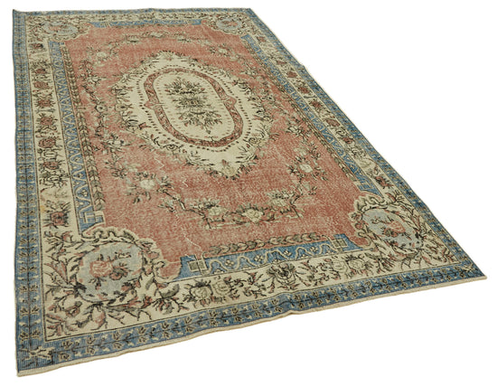 7x10 Beige Turkish Vintage Area Rug - 46359