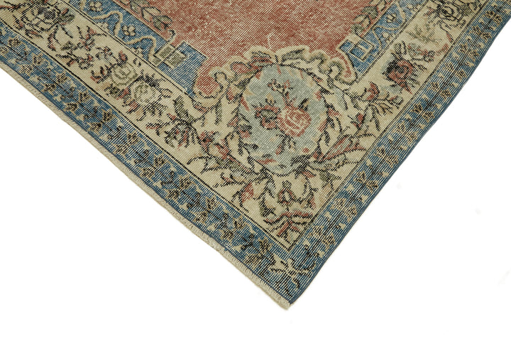 7x10 Beige Turkish Vintage Area Rug - 46359