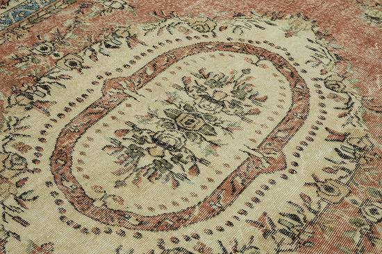 7x10 Beige Turkish Vintage Area Rug - 46359