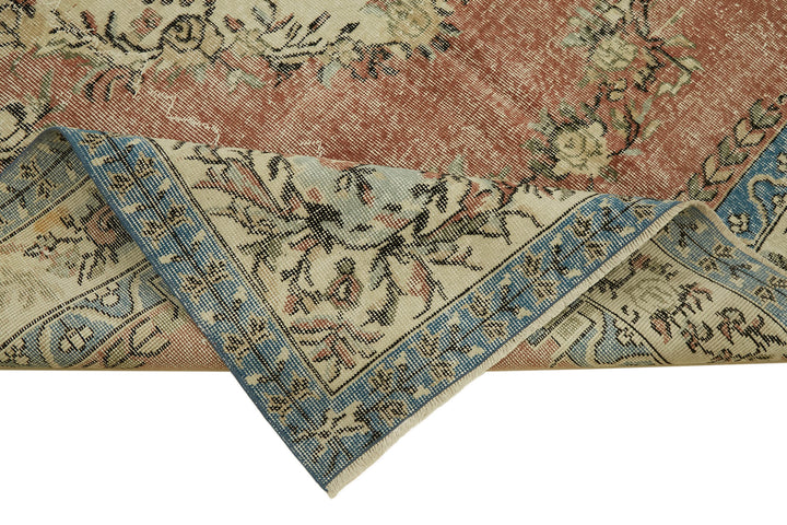 7x10 Beige Turkish Vintage Area Rug - 46359