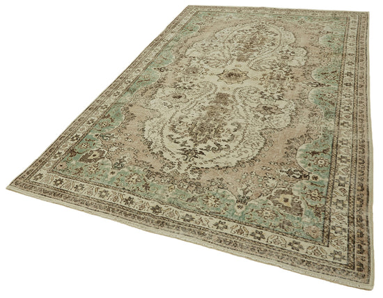 7x10 Beige Turkish Vintage Area Rug - 46362