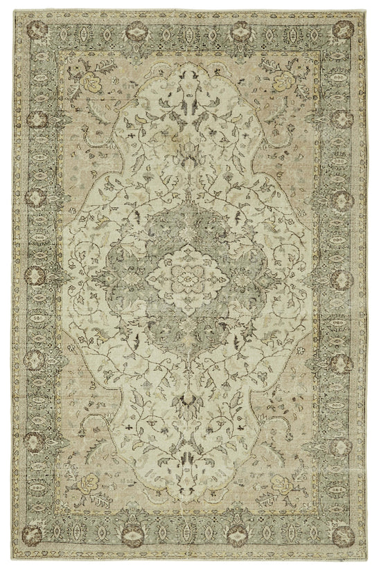 6x10 Beige Turkish Vintage Area Rug - 46363