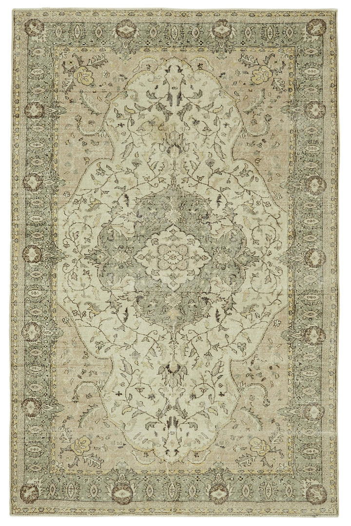 6x10 Beige Turkish Vintage Area Rug - 46363