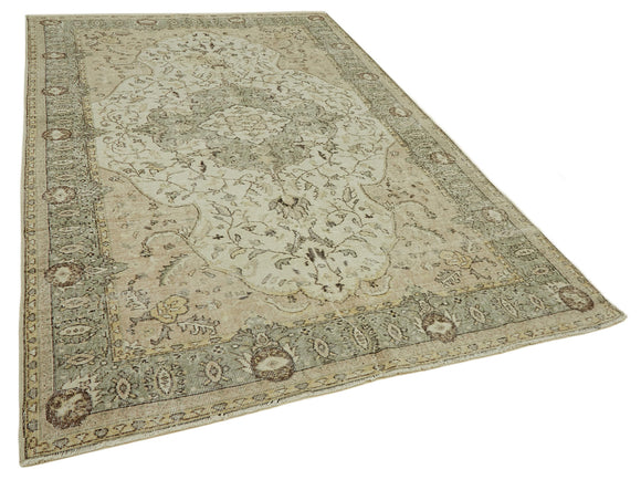 6x10 Beige Turkish Vintage Area Rug - 46363