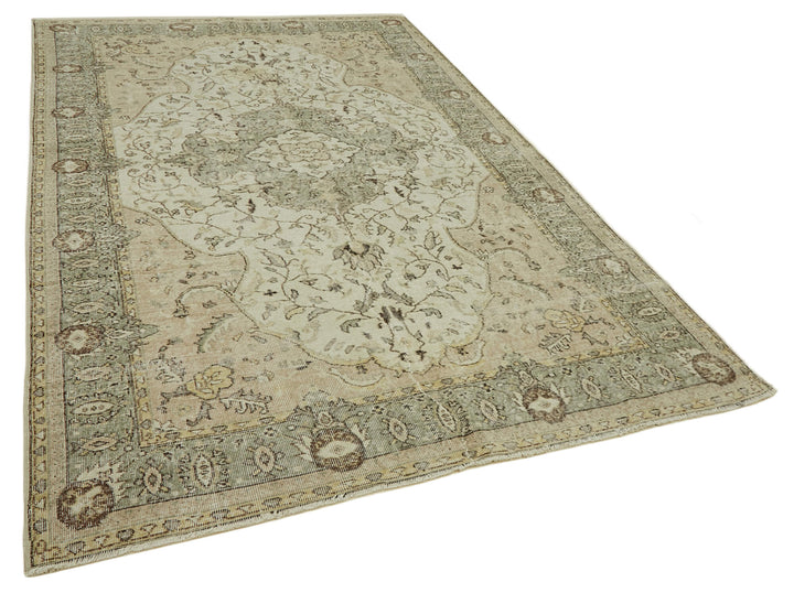 6x10 Beige Turkish Vintage Area Rug - 46363