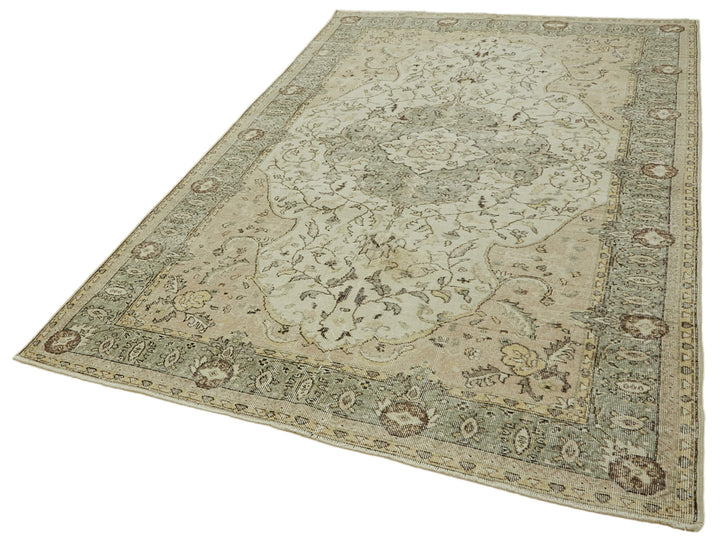 6x10 Beige Turkish Vintage Area Rug - 46363