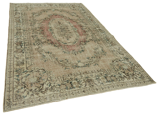 6x10 Beige Turkish Vintage Area Rug - 46364