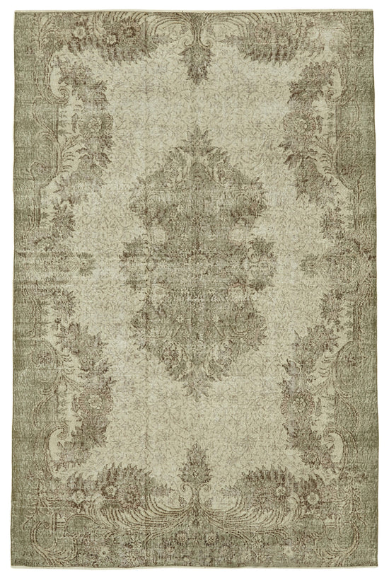 6x9 Beige Turkish Vintage Area Rug - 46365