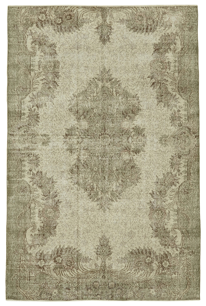 6x9 Beige Turkish Vintage Area Rug - 46365