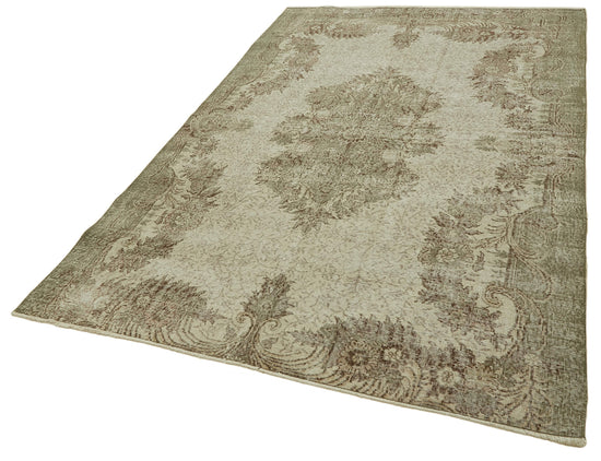6x9 Beige Turkish Vintage Area Rug - 46365