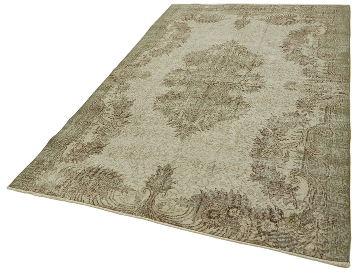 6x9 Beige Turkish Vintage Area Rug - 46365