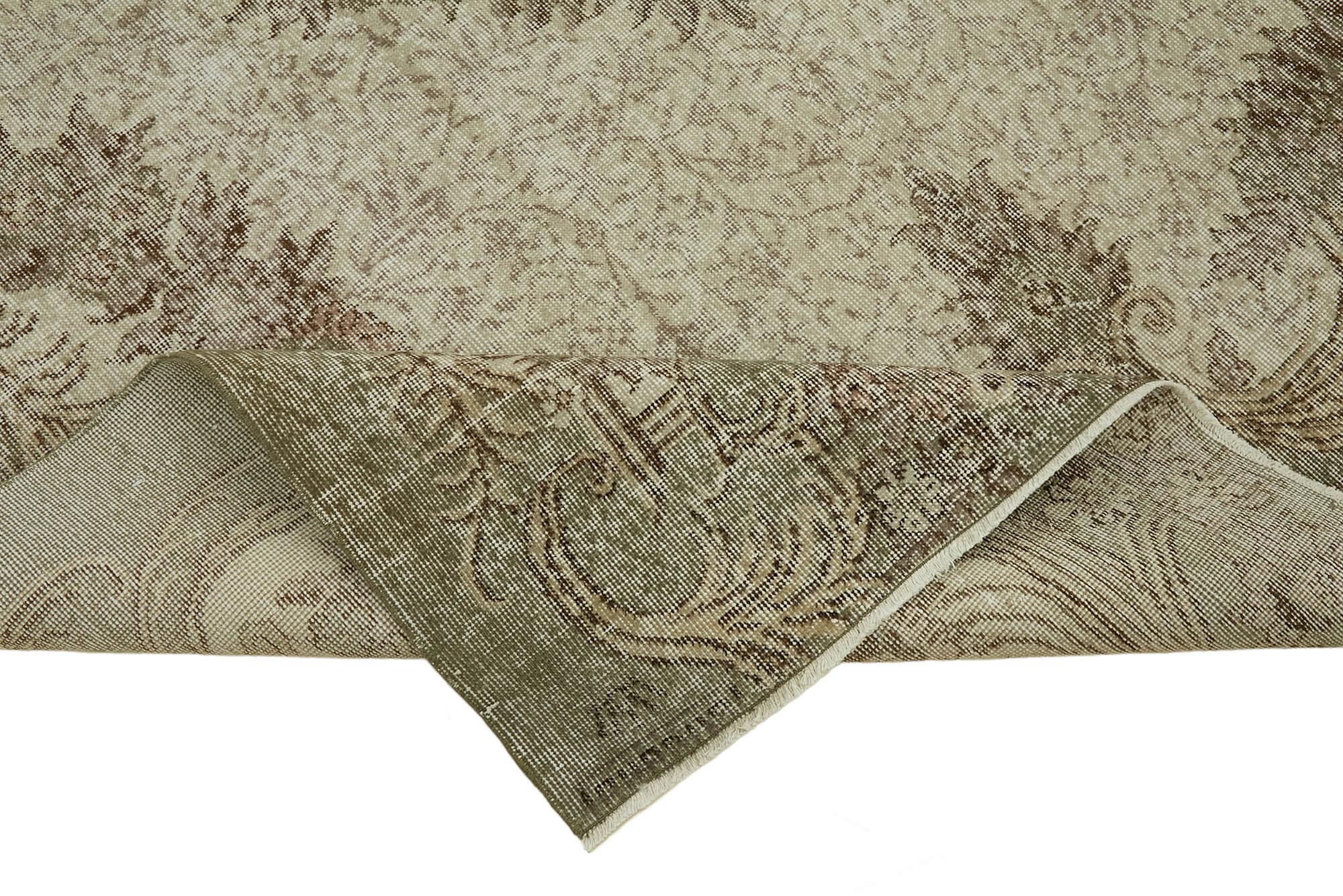 6x9 Beige Turkish Vintage Area Rug - 46365