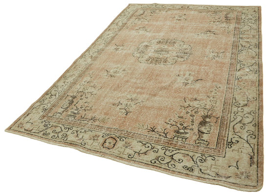 7x10 Beige Turkish Vintage Area Rug - 46366