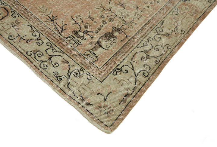 7x10 Beige Turkish Vintage Area Rug - 46366