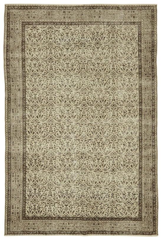 7x10 Beige Turkish Vintage Area Rug - 46367