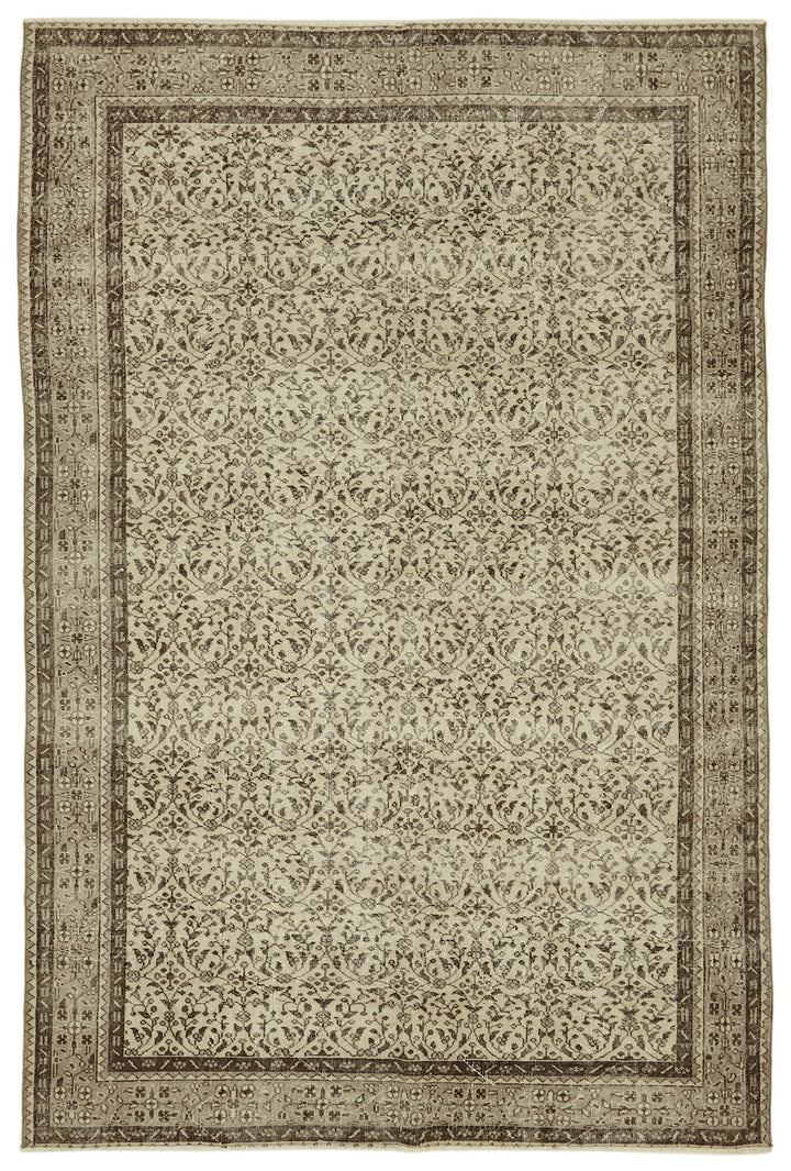 7x10 Beige Turkish Vintage Area Rug - 46367