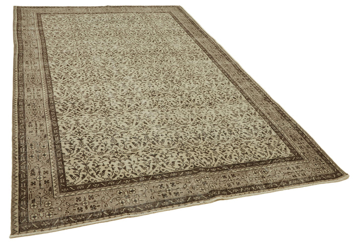 7x10 Beige Turkish Vintage Area Rug - 46367