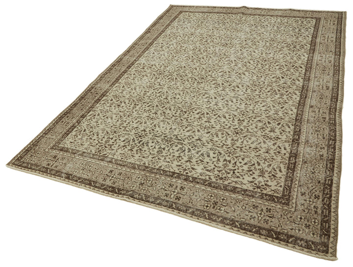 7x10 Beige Turkish Vintage Area Rug - 46367