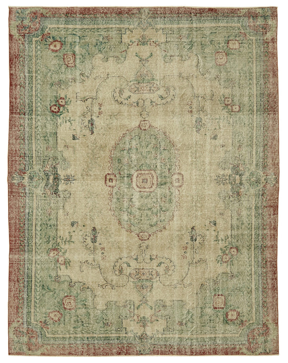 7x10 Beige Turkish Vintage Area Rug - 46368