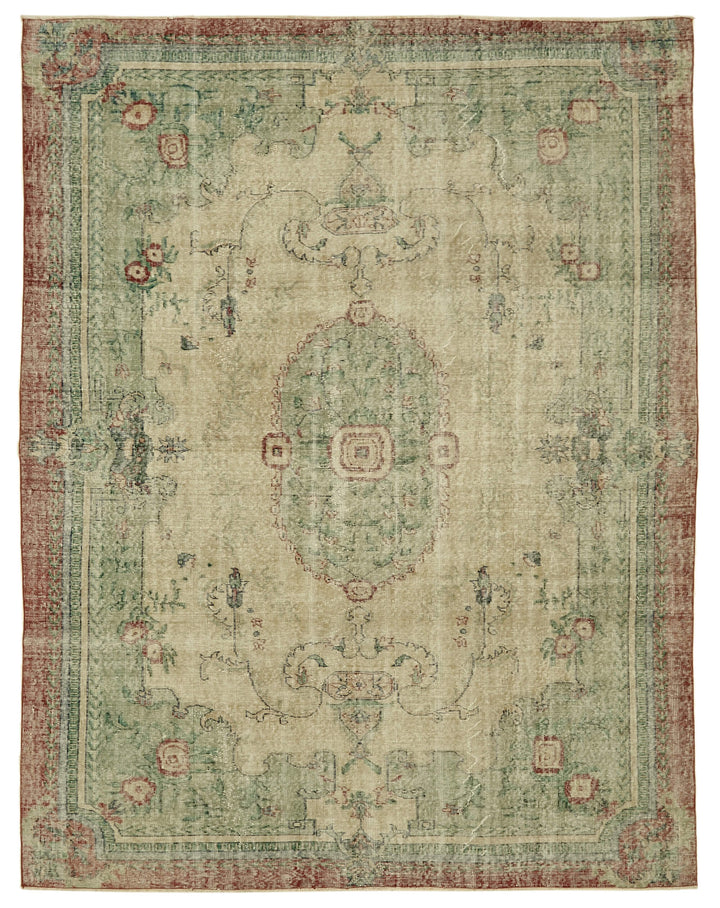 7x10 Beige Turkish Vintage Area Rug - 46368