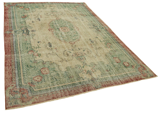 7x10 Beige Turkish Vintage Area Rug - 46368